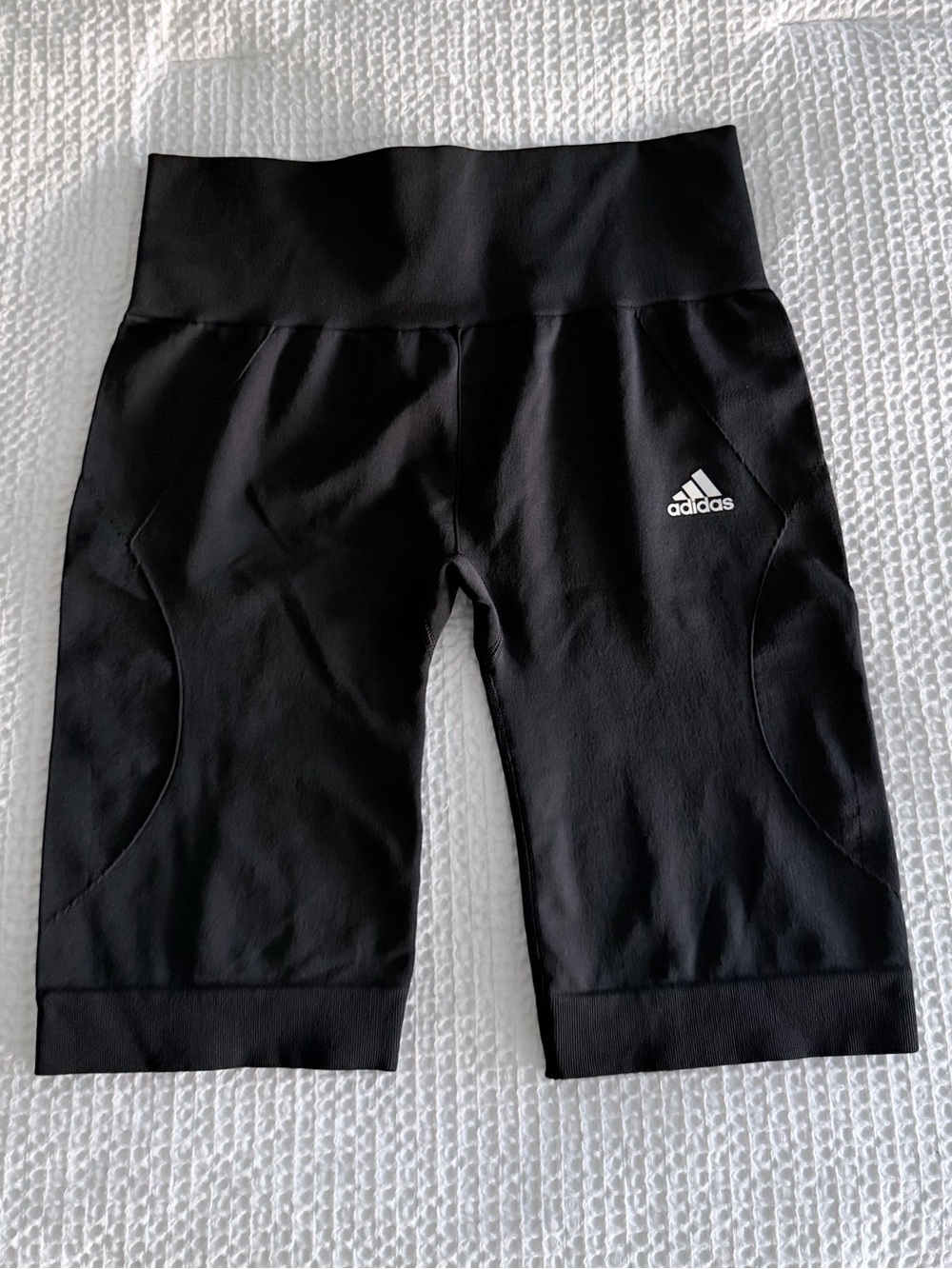 adidas aeroknit Black Biker Shorts with White Logo